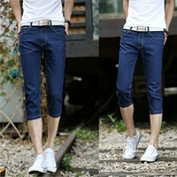 Mùa hè của nam giới Hàn Quốc phiên bản của quần short denim mỏng nam thẳng phần mỏng bảy điểm jeans stretch casual 7 quần quần áo thu đông nam