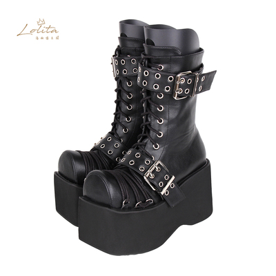 taobao agent 2023 Autumn New Product Special Head -type Punk Wind Black Powder Powder Boot Boot M3733