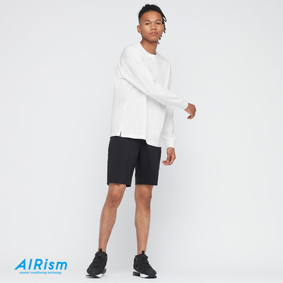 Uniqlo Мужская/женская футболка AIRism из смеси хлопка с круглым вырезом (с длинными рукавами) 433037
