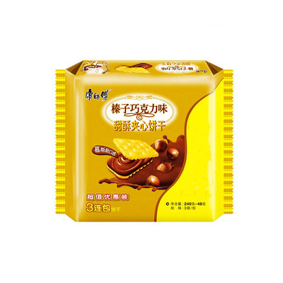 [康师傅甜酥夹心饼干(榛子巧克力味)240g/袋]