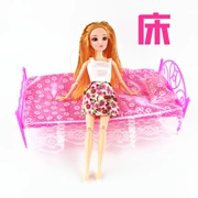 Phổ 30 cm búp bê đồ nội thất Barbie phụ kiện Châu Âu giường đôi Công Chúa giường ngủ giường gối