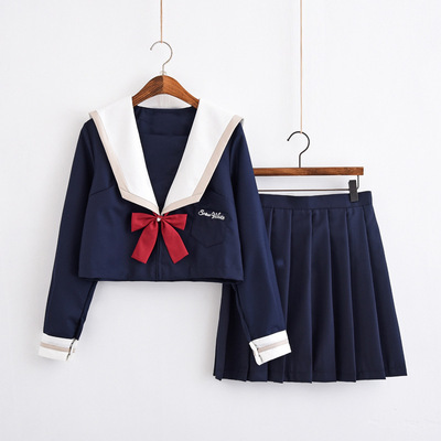 taobao agent Student pleated skirt, Japanese school skirt, gloves, set, Lolita style, long sleeve