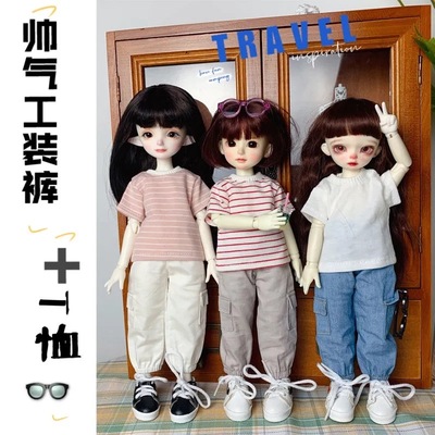 taobao agent [Handsome style of daily] BJD6, baby clothing casual striped knitted short -sleeved jeans workpiece
