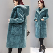 2017 phụ nữ mới của mùa đông mặc lỏng kích thước lớn phần dài bông jacket coat nữ trùm đầu đầu gối coat wool coat