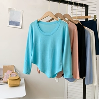 Осенний тонкий трикотажный свитер, одежда для верхней части тела, футболка, коллекция 2021, защита от солнца, длинный рукав