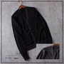 E21-2 Mùa thu nam Nút cổ chữ V mới Màu đơn giản Kinh doanh đan áo len cardigan áo cổ lọ nam
