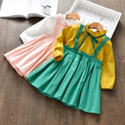 Váy bé gái 2018 mùa thu mới cho bé nhỏ mùa xuân và mùa thu trẻ em váy váy dây đeo váy bé gái Hàn Quốc