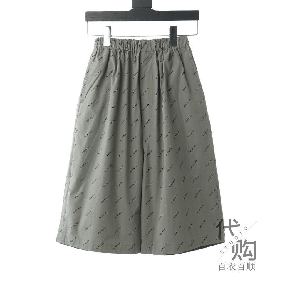 Greyquality goods Balenciaga Balenciaga 21ss full logo bullet chat letter printing shorts male Casual pants female