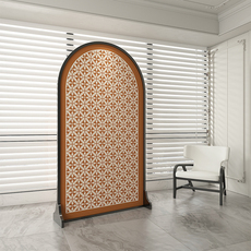 напольная ширма 现代简约屏风美式隔断遮挡客厅入户卧室移动艺术实木座屏几何花纹 Smayer