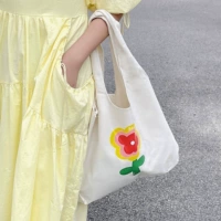 Оригинальный дизайнерский радужный милый японский шоппер, летняя сумка на одно плечо, в цветочек, подходит для студента