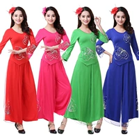 Yang Liping Square Dance Costume Mới Set Summer Dance Trang phục ngắn tay Net Net Gạc trang phục - Khiêu vũ / Thể dục nhịp điệu / Thể dục dụng cụ giày khiêu vũ sagadance