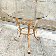 Đặc biệt cung cấp ngoài trời đồ nội thất patio rèn sắt sơn tháo gỡ tempered glass vườn ban công bàn tròn nhỏ bàn cà phê 304 #