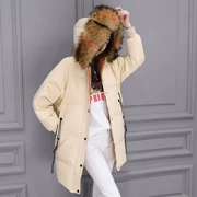 2018 mùa đông Hàn Quốc phiên bản của sang trọng siêu lớn cổ áo lông thú xuống áo khoác của phụ nữ phần dài là mỏng thời trang áo khoác dày