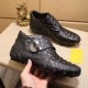Giày nam châu Âu giày da cá sấu hoa văn da giày đậu Hà Lan giày cao cổ ngắn cộng với nhung mềm da đế mềm - Giay cao