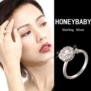 S925 sterling silver hipster net lắc màu đỏ âm thanh với cùng một đoạn chuyển vòng quay micro-dát đầy kim cương thời trang đơn giản mở đồ trang sức