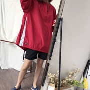Hồng Kông hương vị Harajuku gió tay áo có thể tháo rời lỏng kích thước lớn hem màu phù hợp với một nửa dây kéo áo thun áo len năm màu sắc
