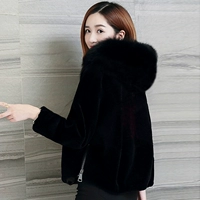 Đặc biệt điều trị áo khoác sang trọng nữ đoạn ngắn 茧 loại mùa đông giả lông Hàn Quốc phiên bản cừu cắt coat fox fur collar triều áo lông cừu hàn quốc