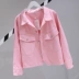2019 mới xuân hồng denim áo khoác ngắn nữ phiên bản Hàn Quốc của nước hoa nhỏ gió hoang dại áo khoác đỏ nữ - Áo khoác ngắn Áo khoác ngắn