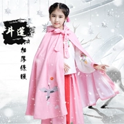 Hanfu Cloak Cloak Trang phục cô gái mùa đông ấm áp dày thêu mùa đông ấm áp bao phủ Little Fairy Cos Trang phục - Trang phục