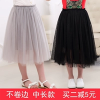 Cô gái váy trong đoạn dài mùa xuân và mùa hè và mùa thu mô hình trong các trẻ em lớn và trẻ em Hàn Quốc phiên bản của váy rắn màu mẹ-con váy dài váy lưới váy trẻ em