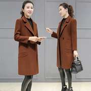 Mùa thu 2017 mùa đông mới của phụ nữ Phiên bản Hàn Quốc của áo khoác len nữ dài phần mỏng lỏng lãng phí Áo len lông cừu thủy triều nữ - Áo Hàn Quốc