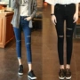 Xuân 2018 mới quần jeans Hàn Quốc của phụ nữ quần lọt khe chín quần nữ eo thấp bó sát chân quần thủy triều quần jean nữ ống đứng
