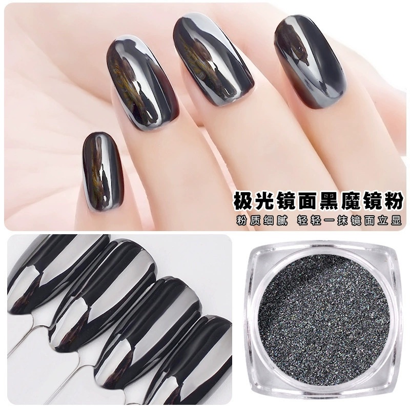 Sản phẩm mới mùa thu / mùa đông Nhật Bản Punk Black Magic Mirror Powder Pure Black Electroplating Aurora Powder Nail Tools Gói 1g - Công cụ Nail