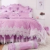Satin jacquard trải giường ngủ váy bốn bộ công chúa bông phong cách châu Âu ren bông chăn bìa đơn giản - Bộ đồ giường bốn mảnh Bộ đồ giường bốn mảnh