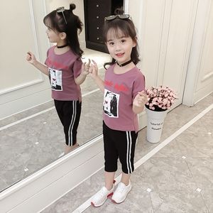 夏季套装纯棉女童新款大童儿童韩版休闲时尚运动两件套装潮流