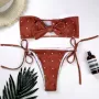 2018 mới châu Âu và Mỹ quai nơ in bikini bikini ống cao cấp hàng đầu gợi cảm áo tắm nữ đồ bơi cho người béo bụng