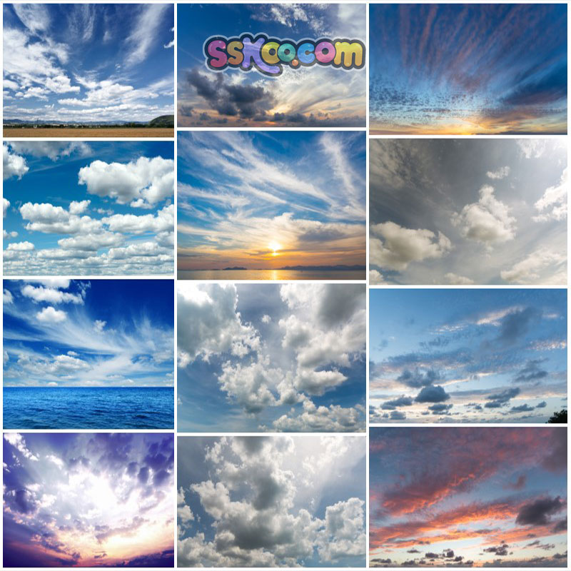 蓝天白云落日天空高清JPG摄影照片4K壁纸背景图片插图设计素材