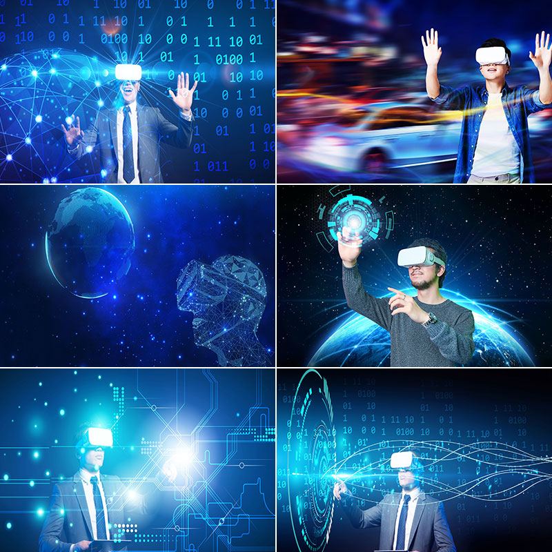元宇宙VR AR科技科幻数字信息人物插图高清照片图片素材