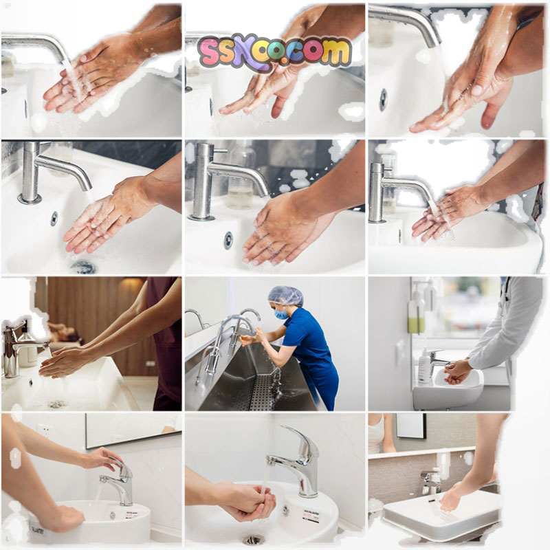 防疫消毒手部清洁洗手正确步骤图解特写宣传设计图片插图照片素材