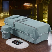 Tinh khiết bông ròng bedspread đỏ vẻ đẹp thẩm mỹ viện dành riêng cao cấp châu Âu denim sang trọng bedspread massage đơn giản - Trang bị tấm