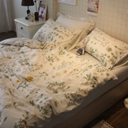 Cotton twill cây xanh sinh viên độc thân ký túc xá bông ba mảnh bộ đồ giường đôi bốn mảnh chăn - Bộ đồ giường bốn mảnh