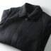 95 áo khoác len trung tính màu đen trung niên vải len màu xanh hải quân 2019 mùa thu và mùa đông nút áo sơ mi nam công sở truyền thống - Áo len Áo len