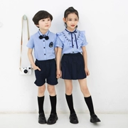 Đồng phục gió mùa hè của nam và nữ mới đặt trường tiểu học phục vụ lớp áo sọc xanh xù mẫu giáo - Đồng phục trường học / tùy chỉnh thực hiện
