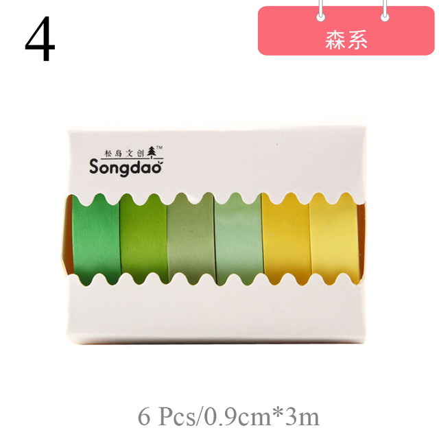 A&4SimpleSolidColorWashiMaskingTapeScrapbookingSticker
