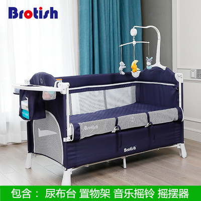 Navy DeluxeBaby bed portability Splicing Big bed multi-function portable Foldable Playbed baby table bb Cradle
