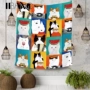 Cartoon mèo vải tấm thảm treo nền vải bông ins giường sofa nhà treo trang trí vải nền vải - Tapestry thảm treo tường trang trí