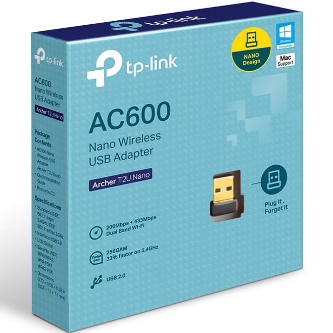 Сетевой USB-адаптер TP-Link Archer T2U Nano, мини-USB Wi-Fi адаптер, приемник WiFi, TPLINK для T1U