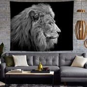 Bắc âu ins treo màu đen và trắng sư tử tấm thảm bàn cạnh giường ngủ vải vải trang trí chăn sơn phòng ngủ thảm sơn trang trí