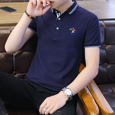 纯棉短袖男夏季潮流男士T恤圆领休闲体恤男士POLO衫单马双马上衣