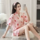 Đồ ngủ nữ mùa hè cotton ngắn tay ngắn Quần áo kimono phong cách Nhật Bản phục vụ nhà mỏng mỏng kích thước lớn phù hợp với hai mảnh - Giống cái