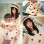 Quần áo trẻ em hè 2019 phiên bản quần áo trẻ em Hàn Quốc mới thêu dâu tây đầm bố mẹ trẻ sơ sinh váy công chúa - Trang phục dành cho cha mẹ và con shop quần áo trẻ em