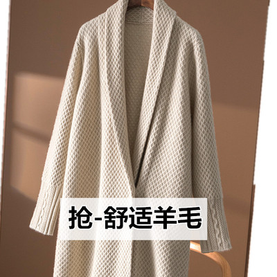 taobao agent Velvet cardigan, long trench coat, woolen jacket, mid-length, increased thickness, 100 sample