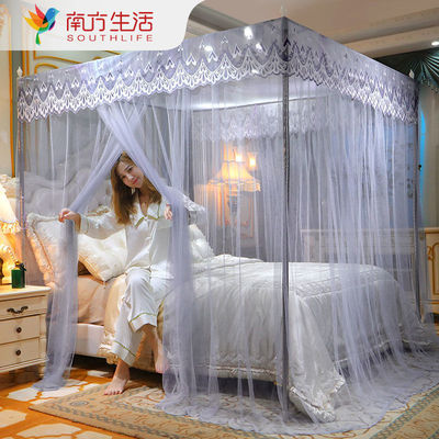 新款蚊帐家用1.8米双人三开门1.5米床蚊帐支架杆子套装纹蚊1.2米