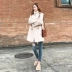Áo khoác nữ phần dài Hàn Quốc 2018 mới mùa xuân người đàn ông nhỏ áo len lỏng Hepburn áo len Trung bình và dài Coat