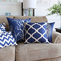 Pinecusto House Blue Sediternean стиля диван хлопок и льняная подушка декоративная модельная комната.