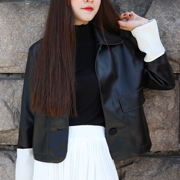 Áo khoác da ngắn nữ 2019 xuân mới thời trang hoang dã đen lỏng áo khoác da xe máy Hàn Quốc Slim - Quần áo da